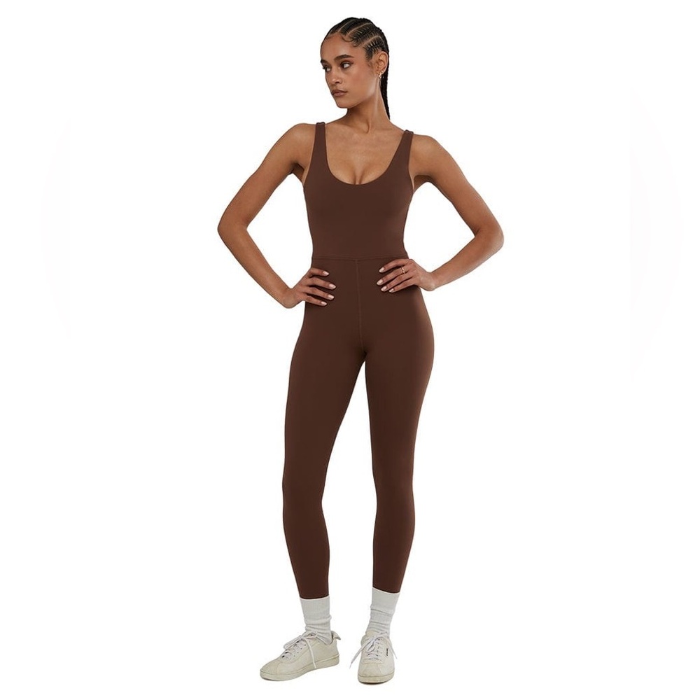 WeWoreWhat Scoop Tank Chocolate Jumpsuit